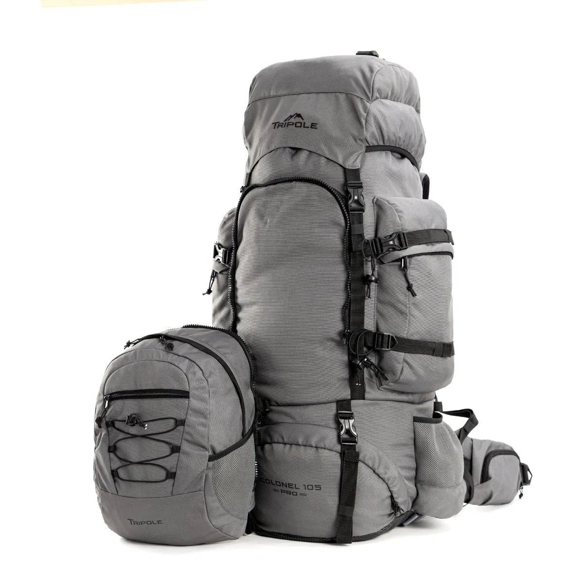 Colonel Pro Metal Frame Rucksack   Detachable Bag & Rain Cover - 105 Litres - Grey