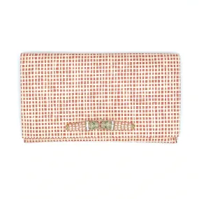 Coral Grasscloth Clutch with Leopards