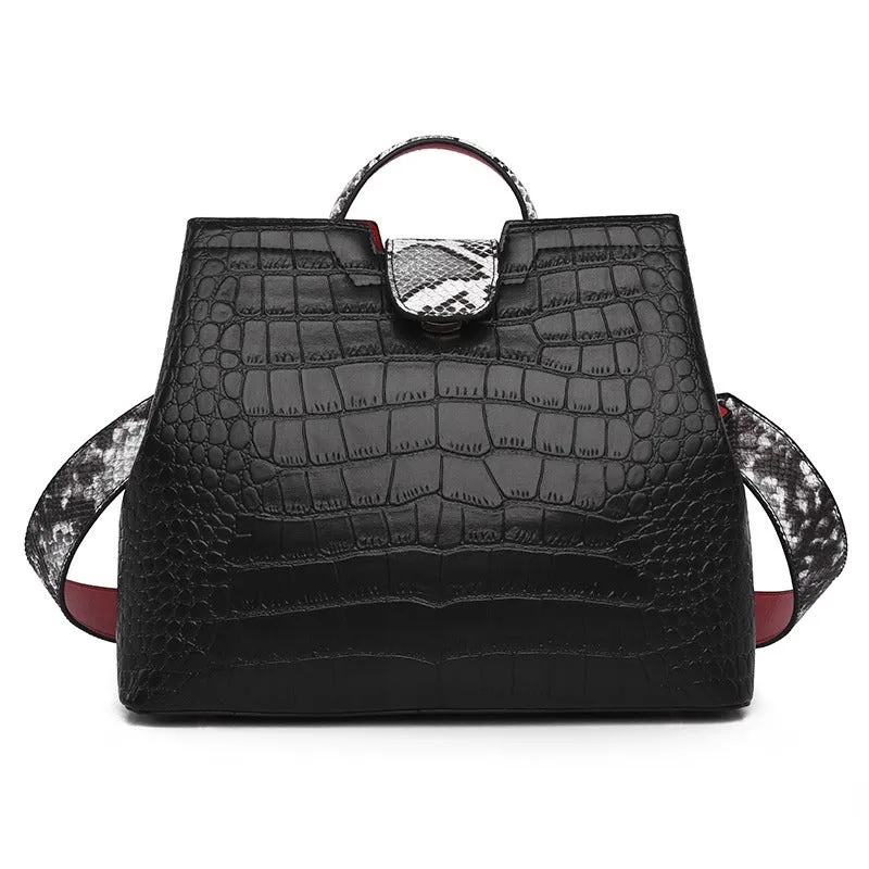 Crocodile Patterned Large Capacity Handbag