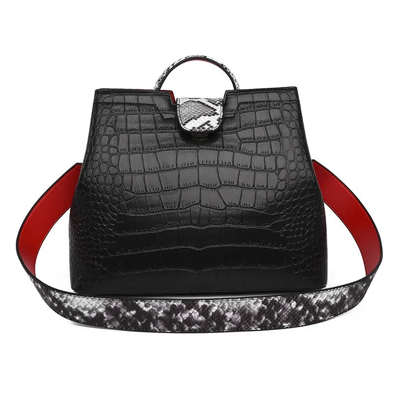 Crocodile Patterned Large Capacity Handbag