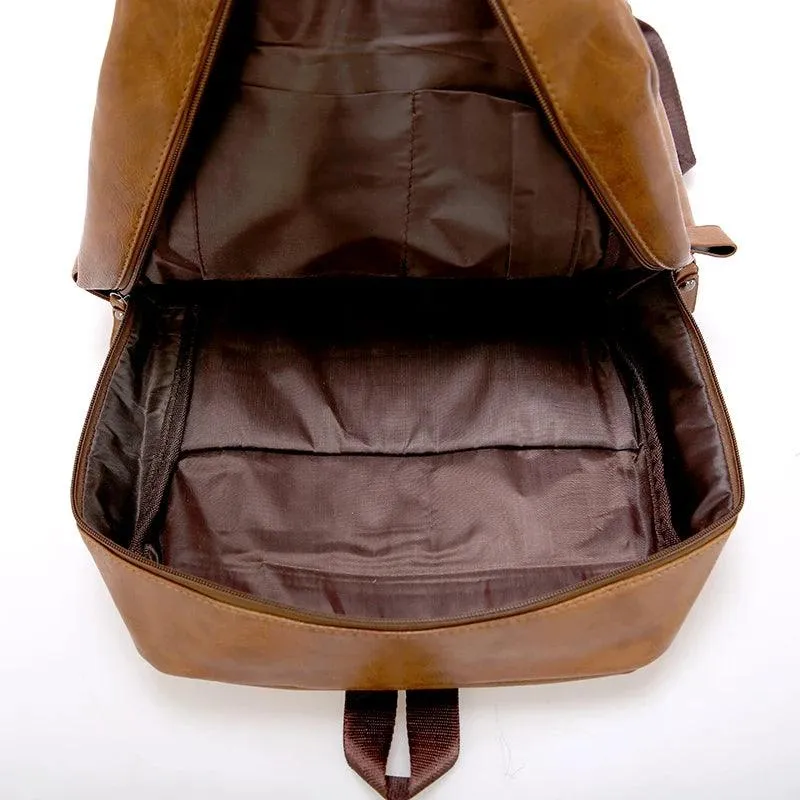 D190110 Cool Backpack - Large Capacity Leather Laptop Bag