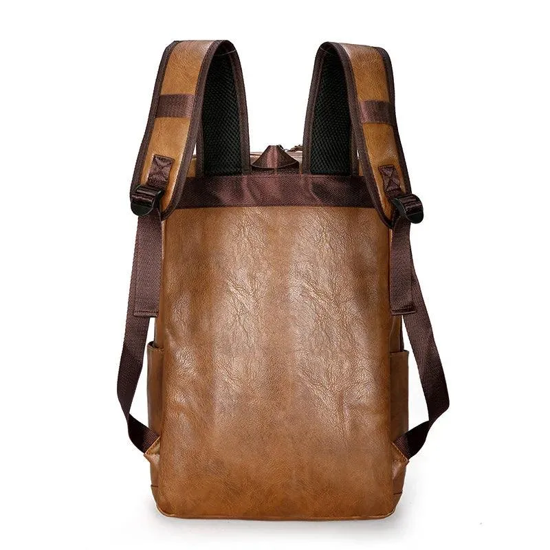 D190110 Cool Backpack - Large Capacity Leather Laptop Bag