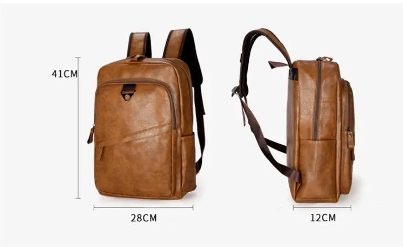 D190110 Cool Backpack - Large Capacity Leather Laptop Bag