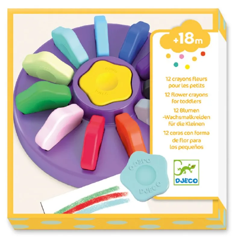 Djeco 12 Flower Crayons for Toddlers