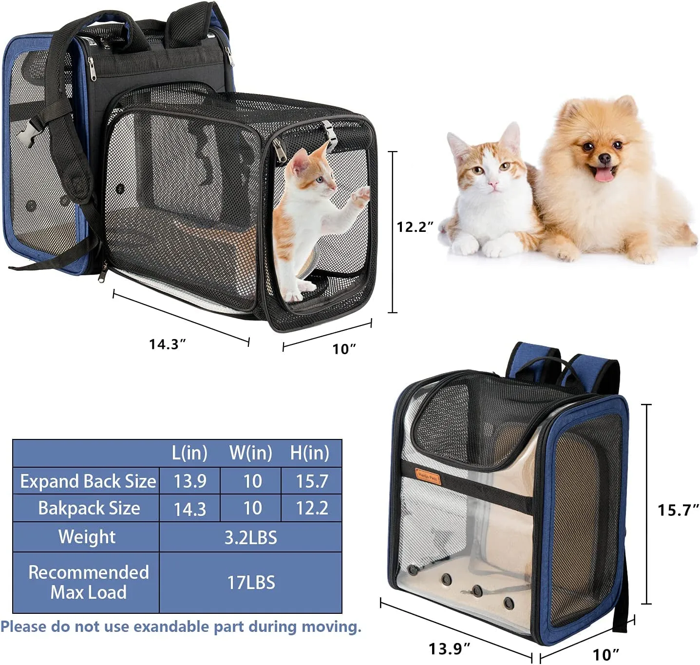 Dog Backpack Carrier with Cozy Mat