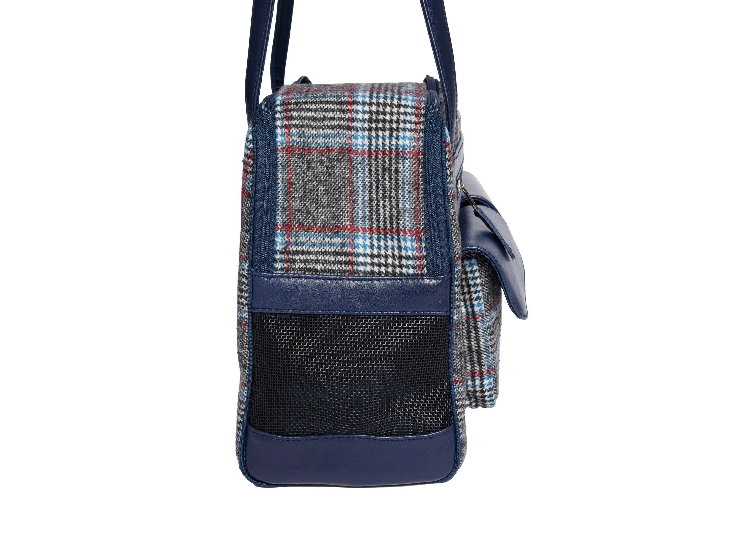 Dog Carrier - Winter - Cashmere Dog Carrier - Gray & Blue Plaid