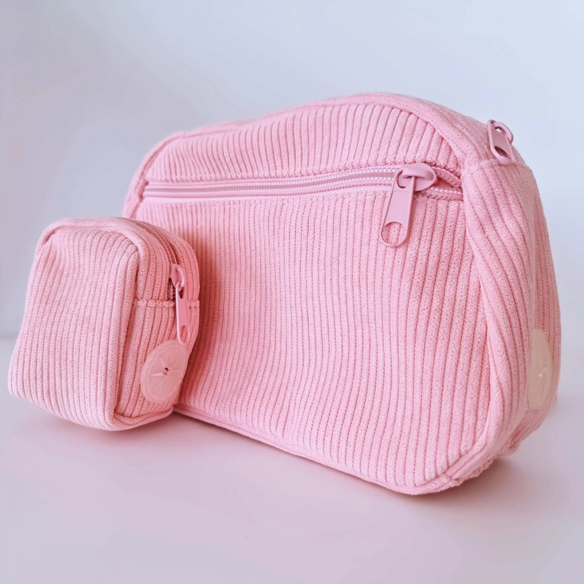 Dog walking bag - Light pink corduroy