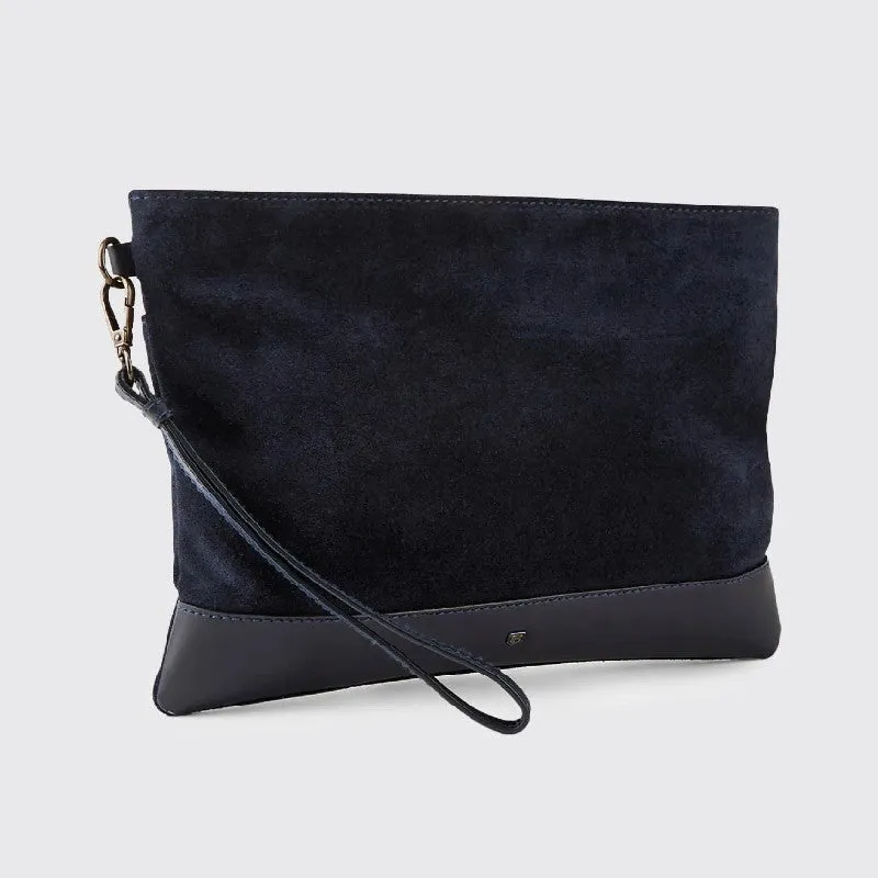 Dubarry Millymount Suede Ladies Clutch Bag - French Navy