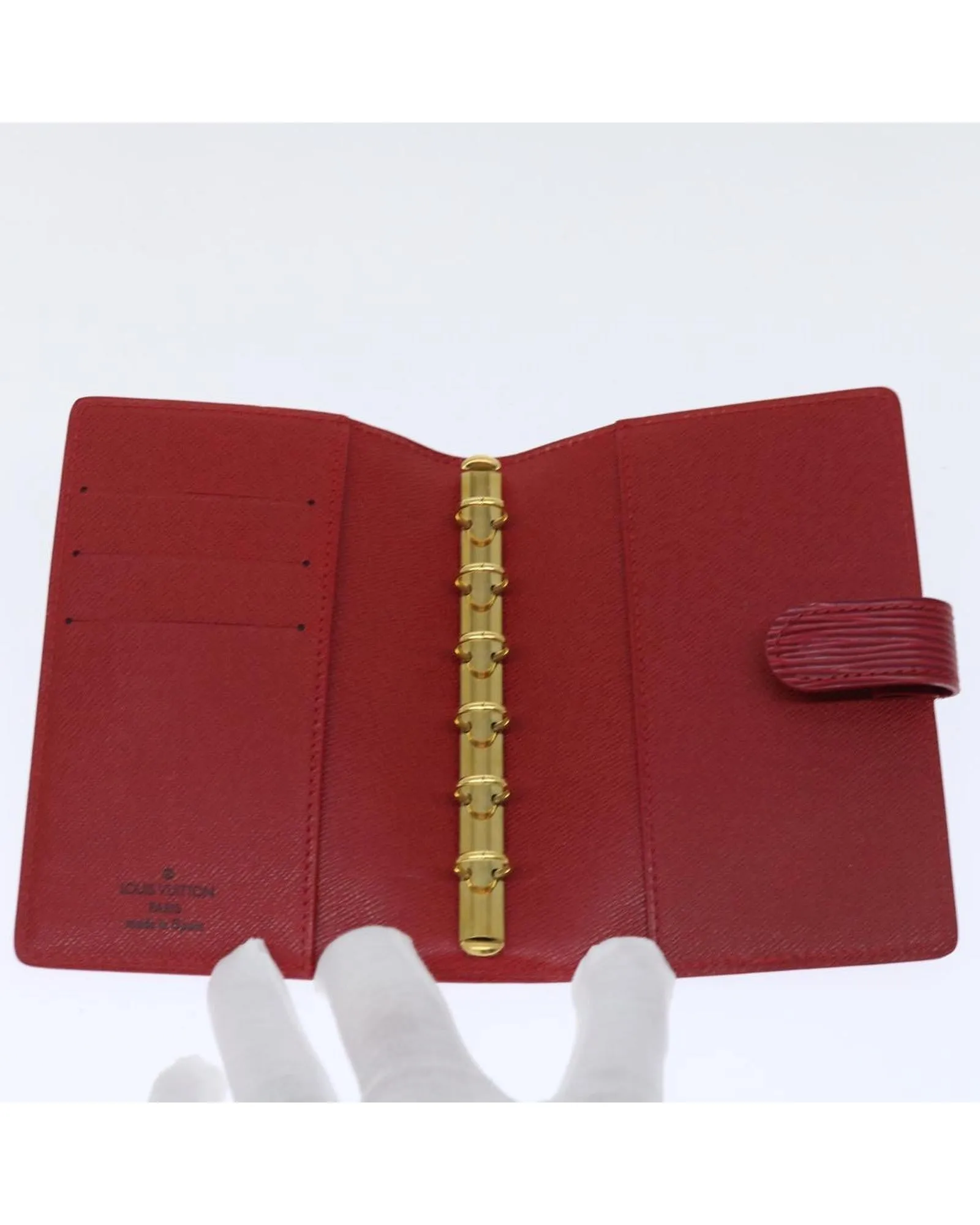 Epi Leather Day Planner Cover in Red