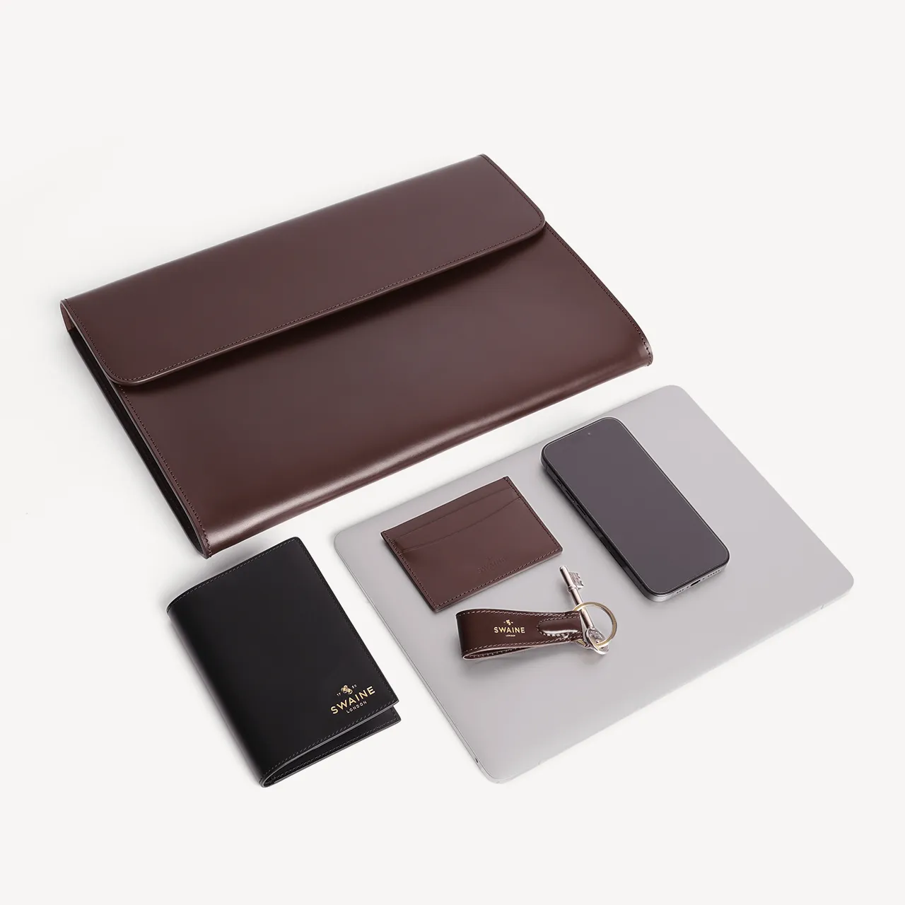 Eton Document Holder - Havana with Beige suede lining