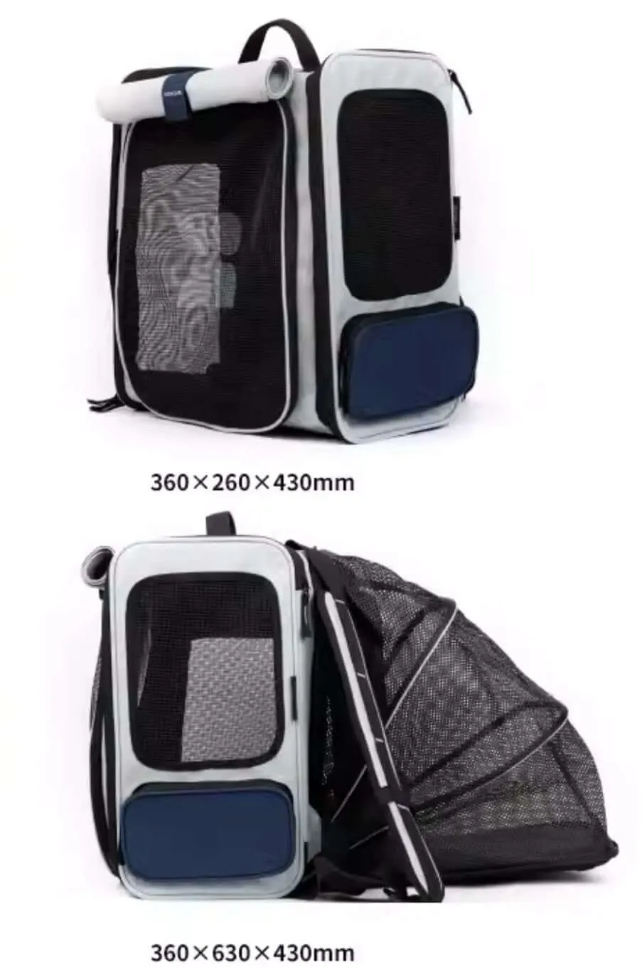 Expandable Multifunctional Pet Backpack Ventilated Design Pet Carrier Collapsible Container Cat Bag