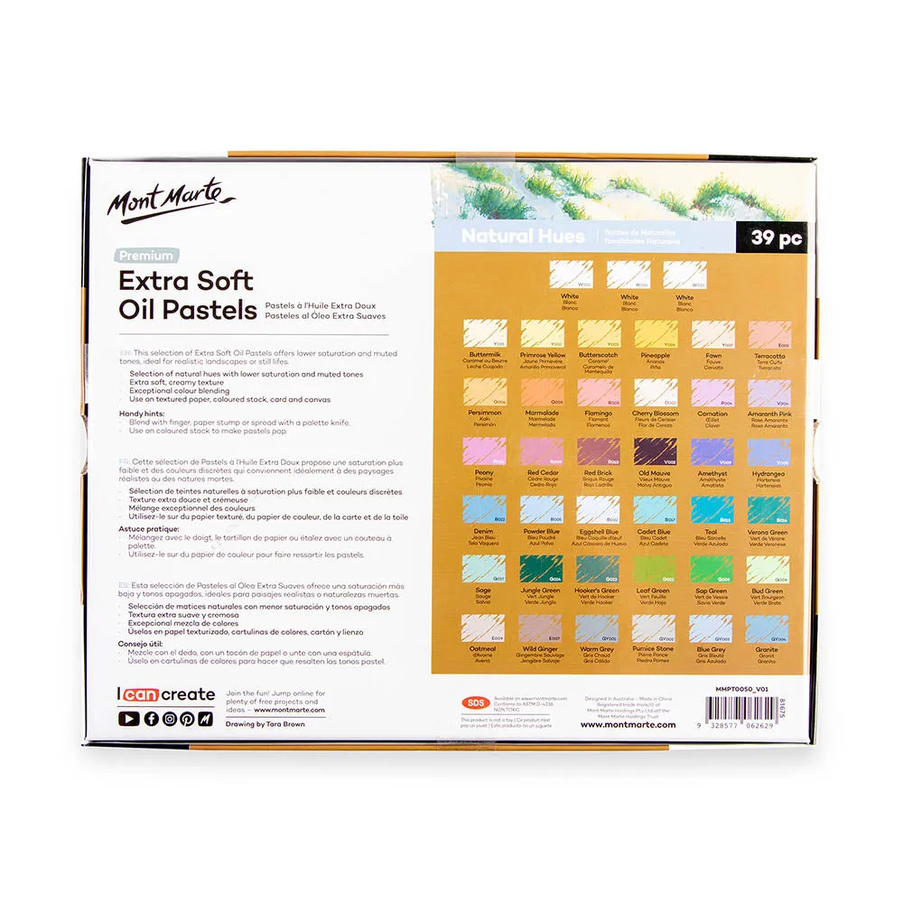 Extra Soft Oil Pastels Natural Hues Premium 39pc