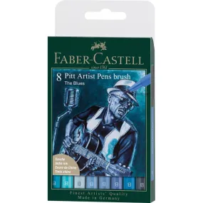 Faber-Castell PITT Artist Brush India Ink Pen, Set of 8 -The Blues