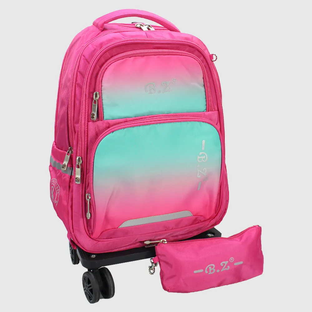 Faded Pink 18 Inches Trolley Backpack   Pencil Case