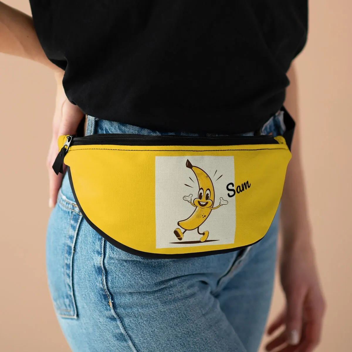 Fanny Pack, CUSTOM TEXT Banana Fanny Pack, Banana Print bag, Small Waist Bag, Hiking Fanny Pack, Gifts for him, Gifts for her, Unique Gifts