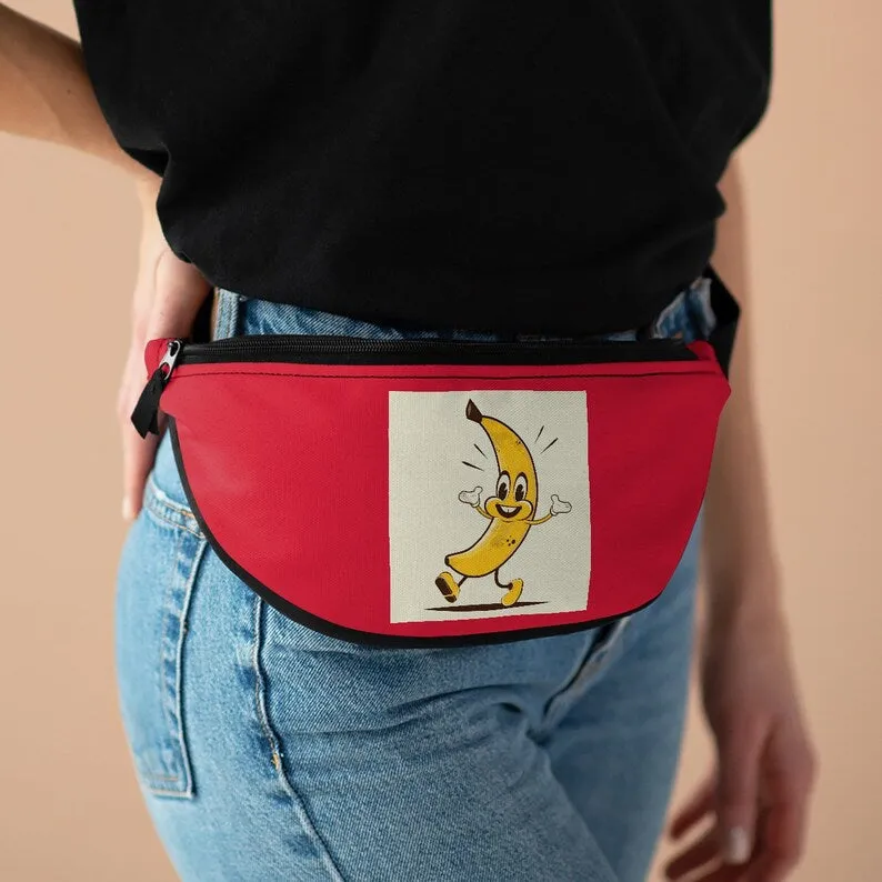 Fanny Pack, CUSTOM TEXT Banana Fanny Pack, Banana Print bag, Small Waist Bag, Hiking Fanny Pack, Gifts for him, Gifts for her, Unique Gifts