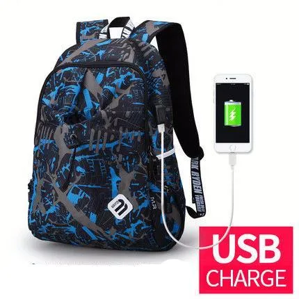 Fashion Student College Backpack With USB Charging