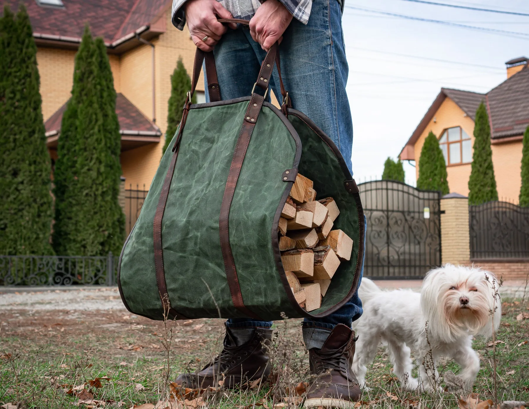 Firewood Log Carrier | Canvas Log Carrier | Handcrafted | Personalised Gift