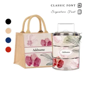 Floral Flourish Flora Series 3-Tier Standard Medium 14cm Tiffin Carrier [FREE Custom Add Name]