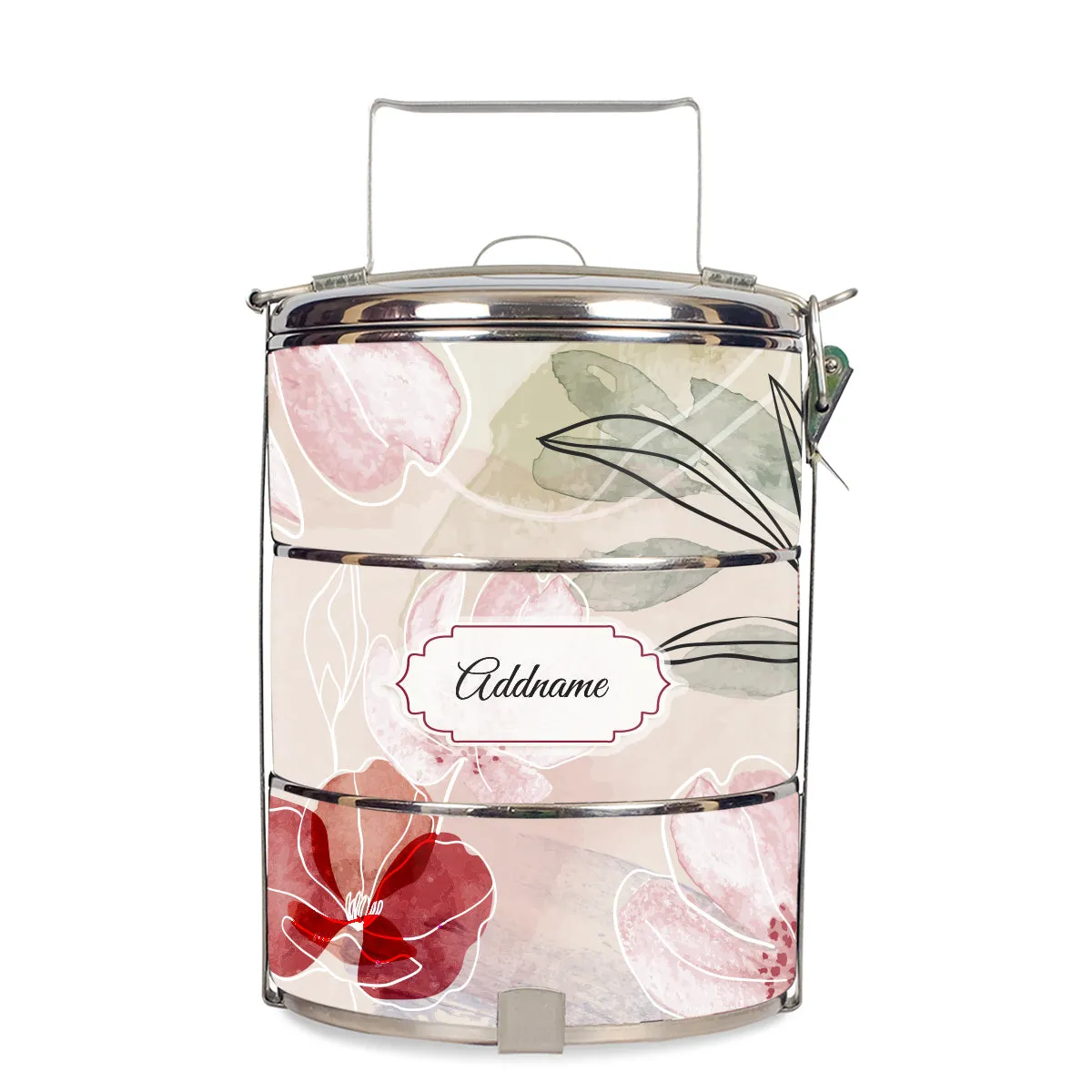 Floral Flourish Flora Series 3-Tier Standard Medium 14cm Tiffin Carrier [FREE Custom Add Name]