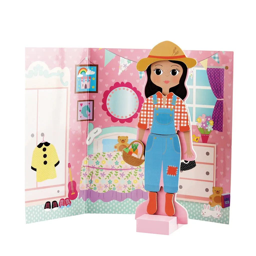 Floss & Rock Wooden Magnetic Dress Up Doll - Sofia