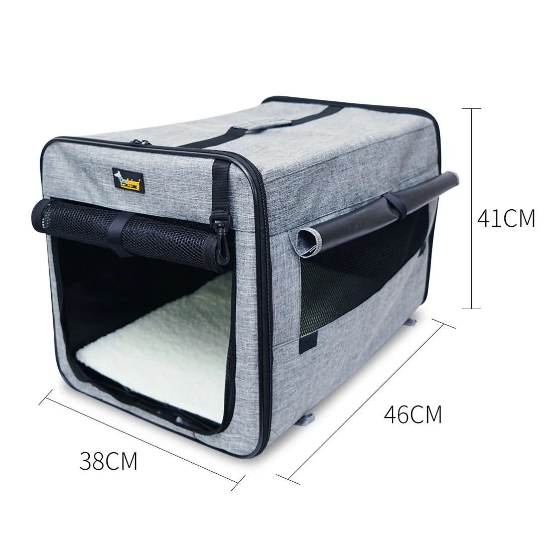 Foldable Portable Pet Carrier Crate Cage, 46x38x41CM, Navy Blue