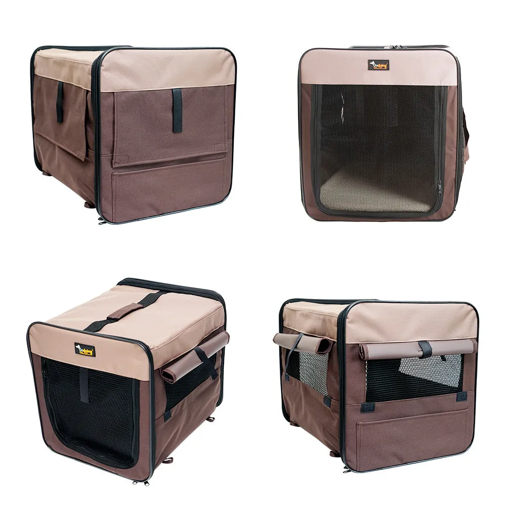 Foldable Portable Pet Carrier Soft Crate with Mesh Windows