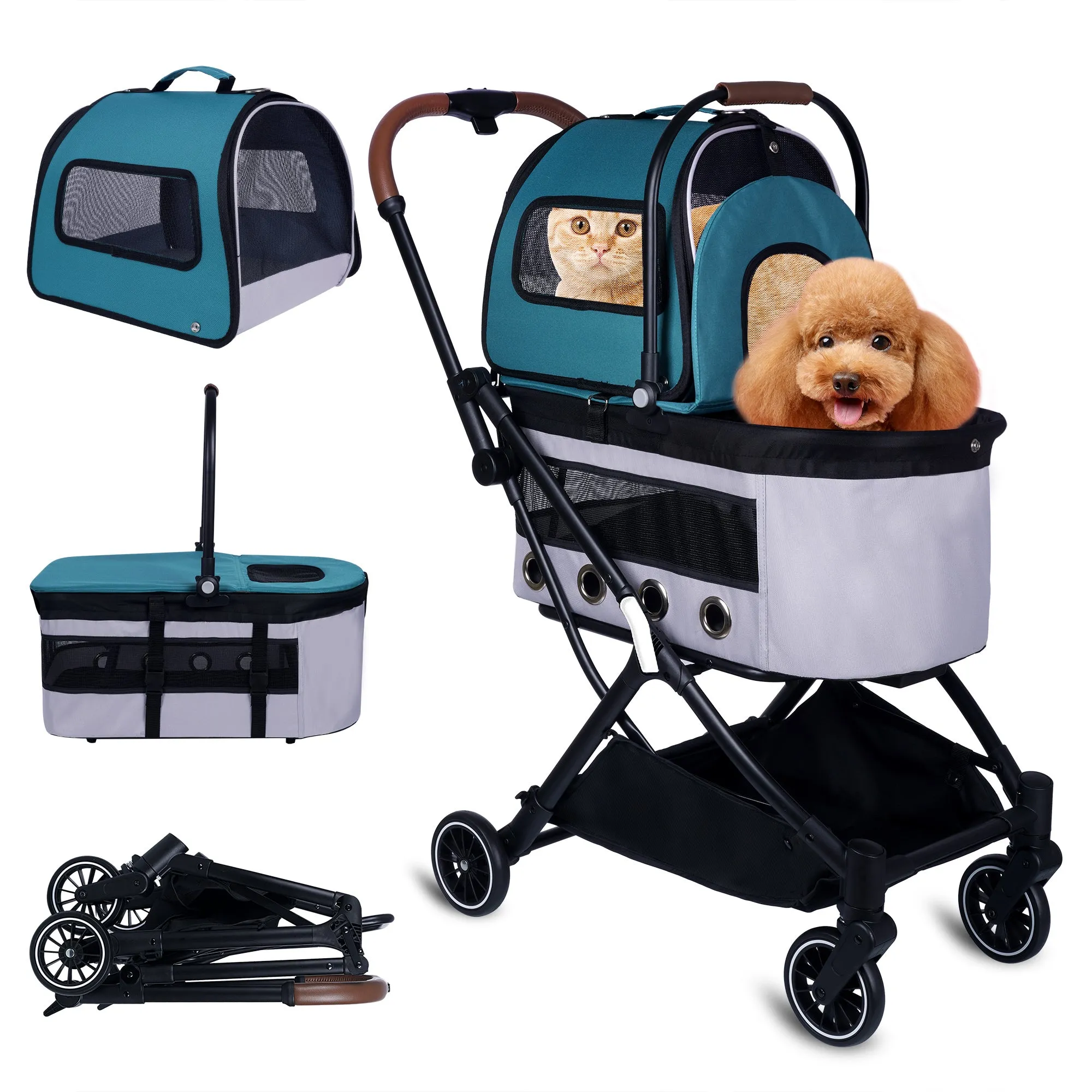 Folding Double Decker Trolley for Dogs and Cats