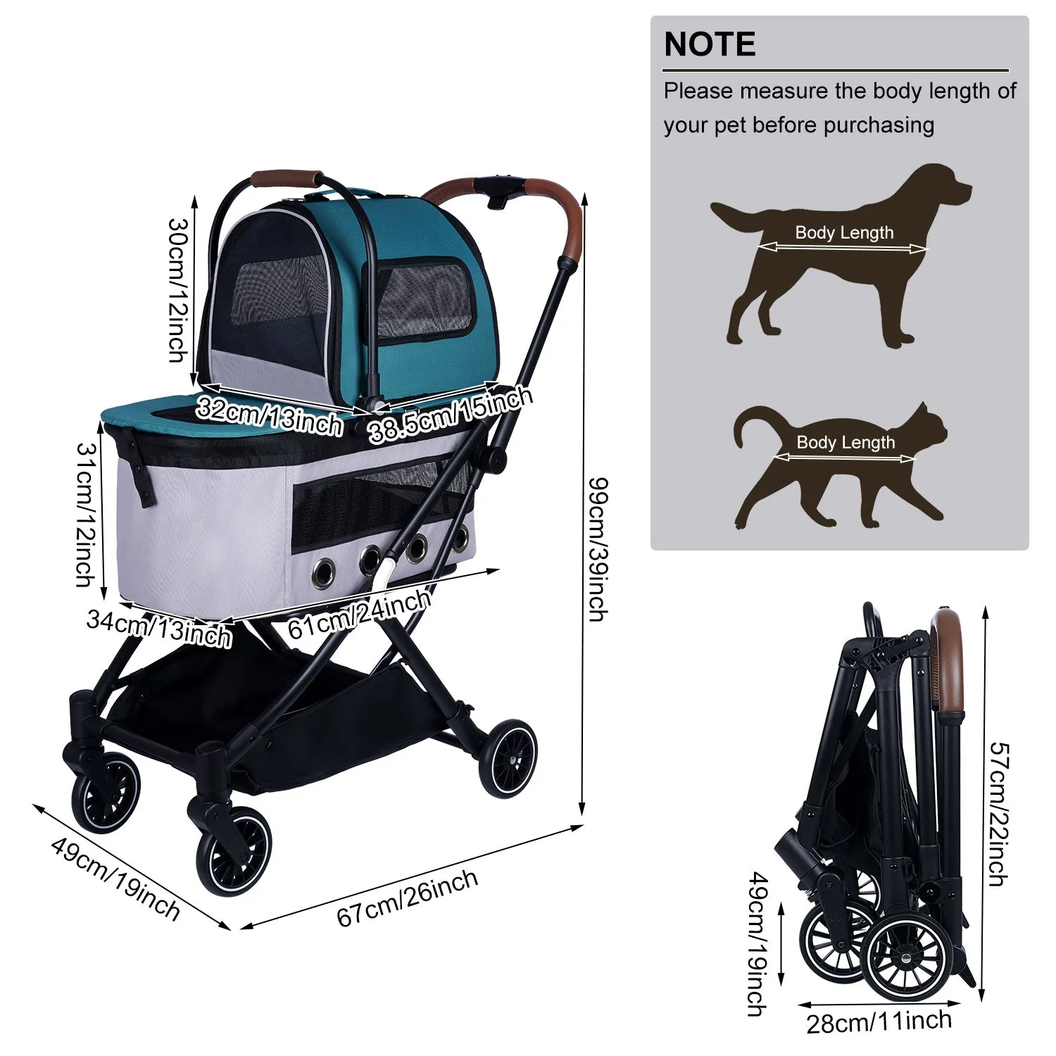 Folding Double Decker Trolley for Dogs and Cats