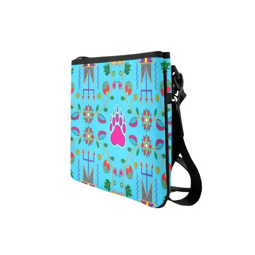 Geometric Floral Fall-Sky Blue Slim Clutch Bag