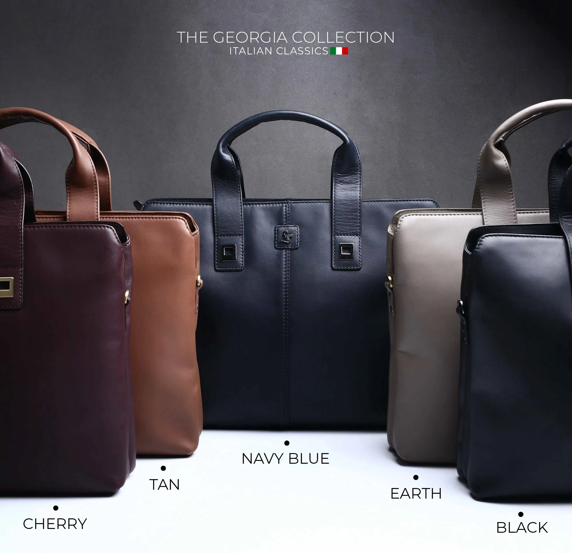 Georgia Collection | Genuine Leather Laptop / Folio Bag For Men |  Office Bag | Color: Navy Blue