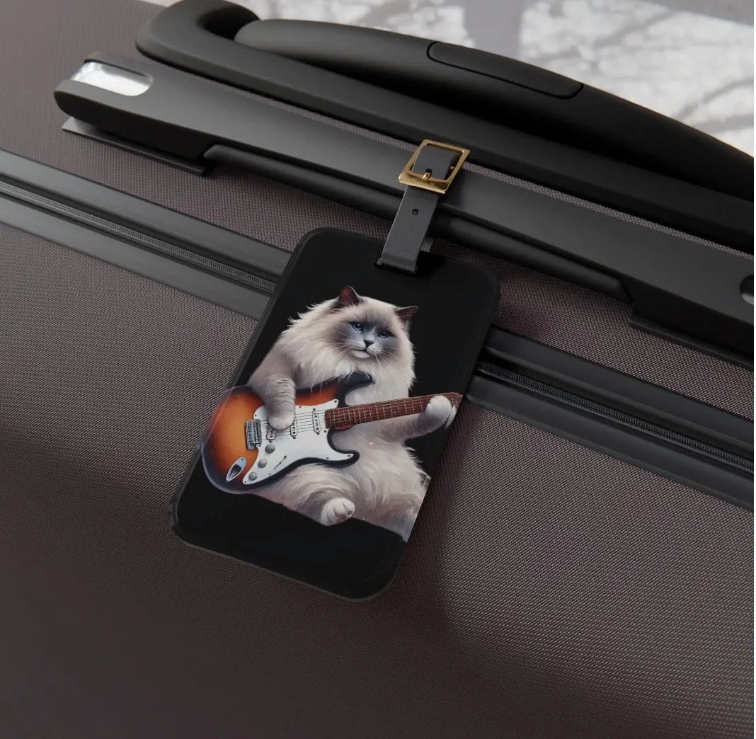 Guitar - Cat Musician - Luggage Tag - Travel Gift