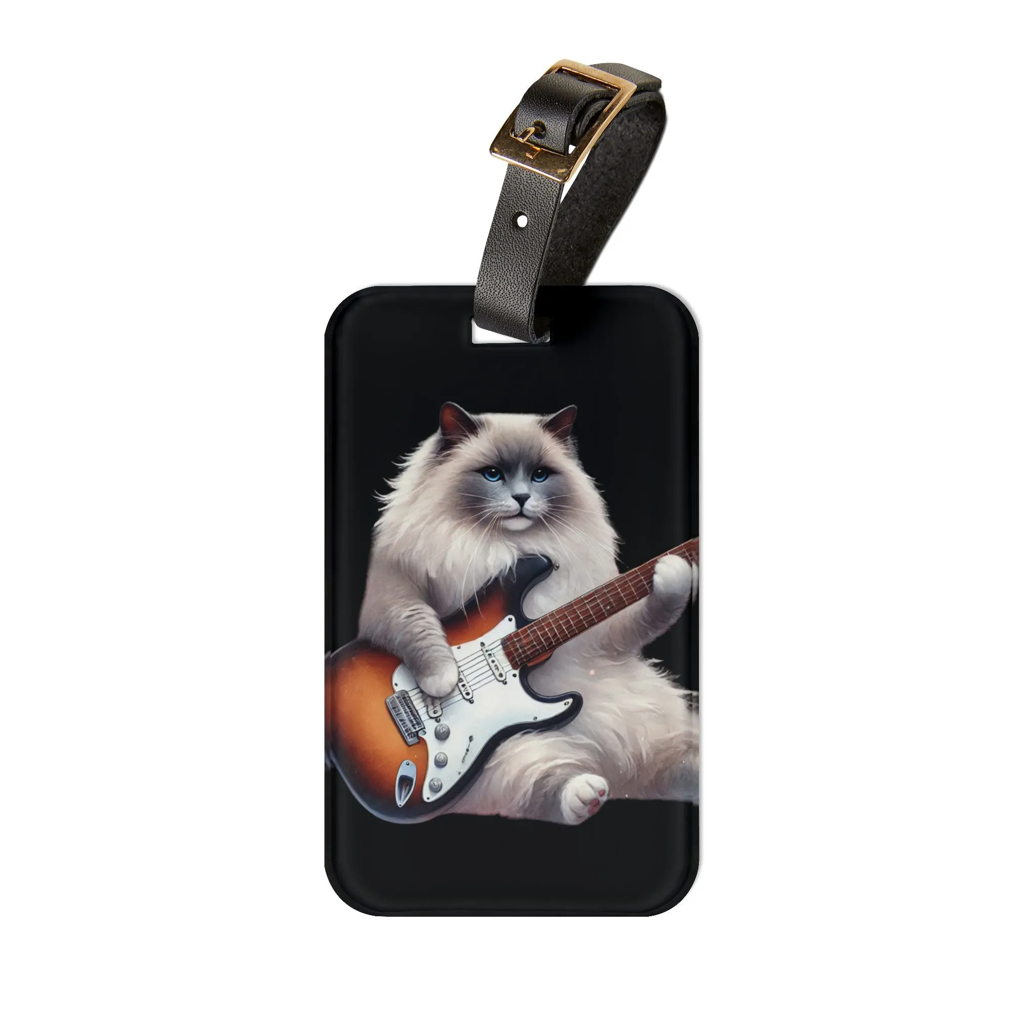 Guitar - Cat Musician - Luggage Tag - Travel Gift