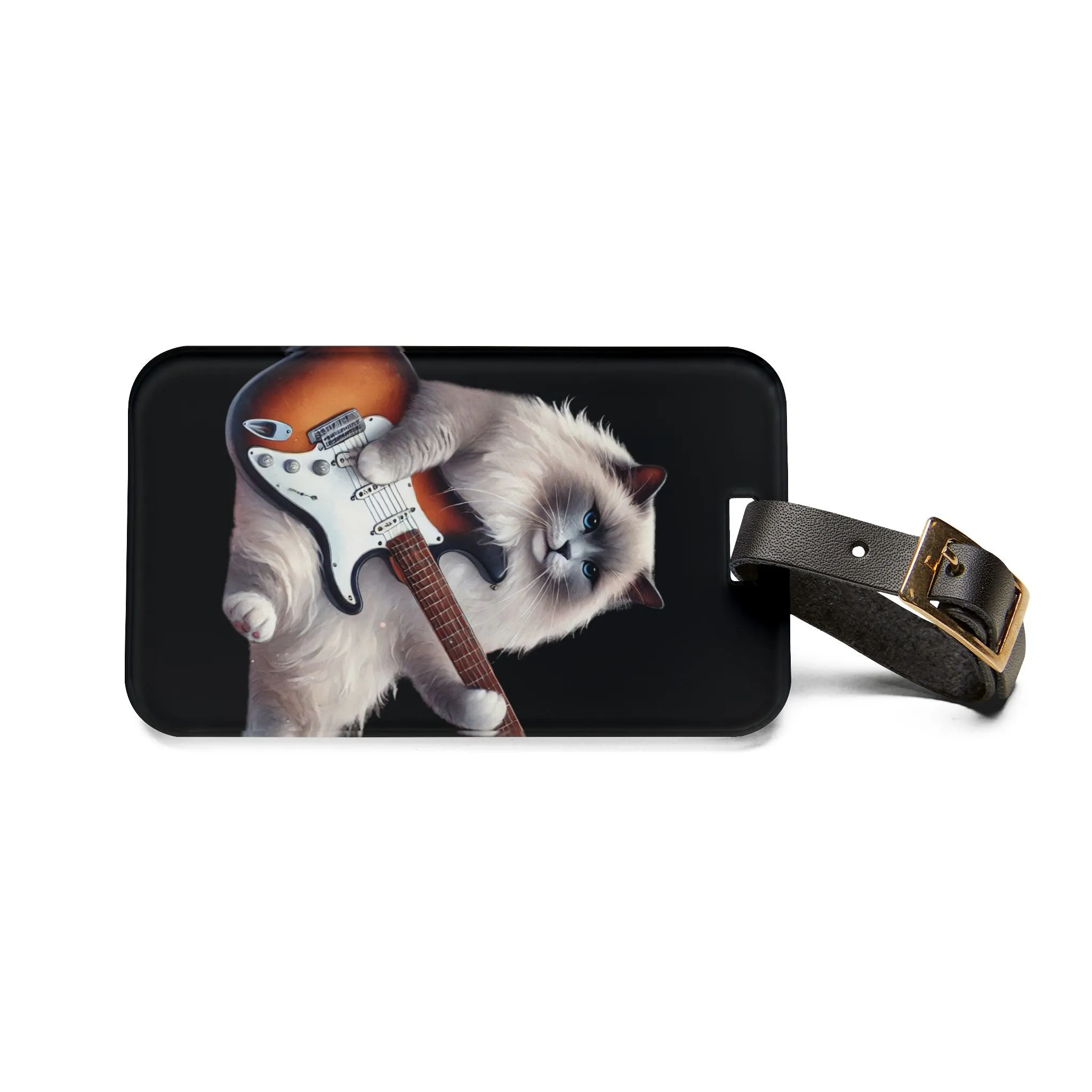 Guitar - Cat Musician - Luggage Tag - Travel Gift