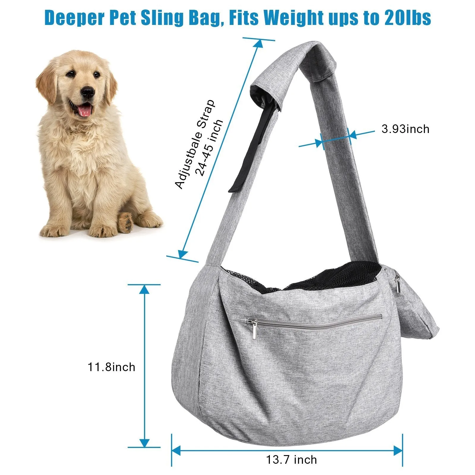 Hands-Free Adjustable Strap Pet Sling Carrier