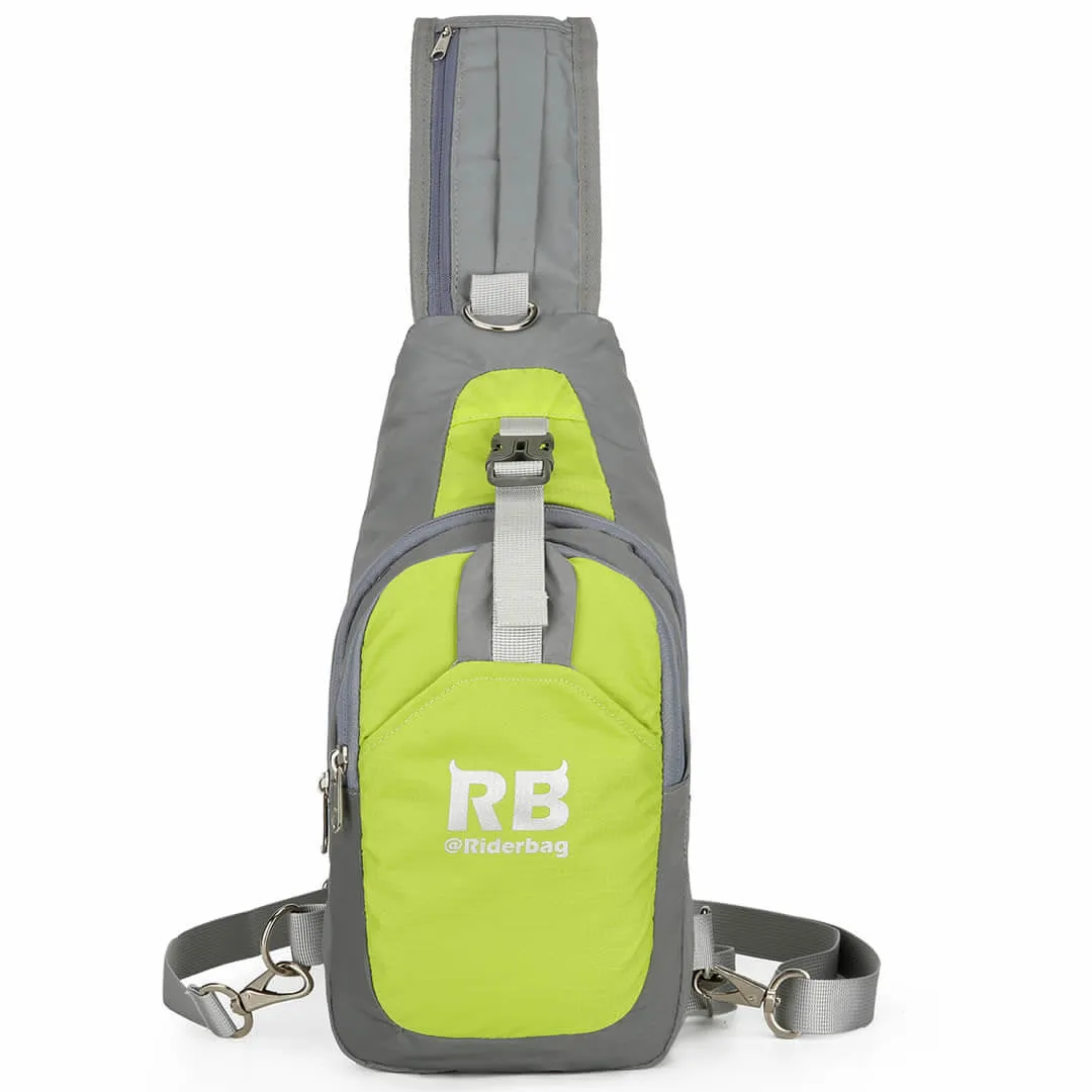 Hi Vis Green Reflective Sling Bag, Small Trekking Bag, Riderbag Unisex