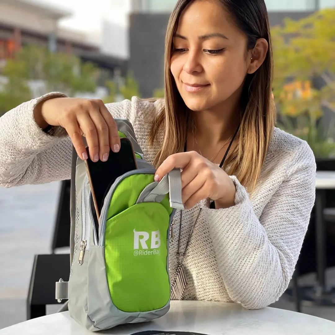 Hi Vis Green Reflective Sling Bag, Small Trekking Bag, Riderbag Unisex