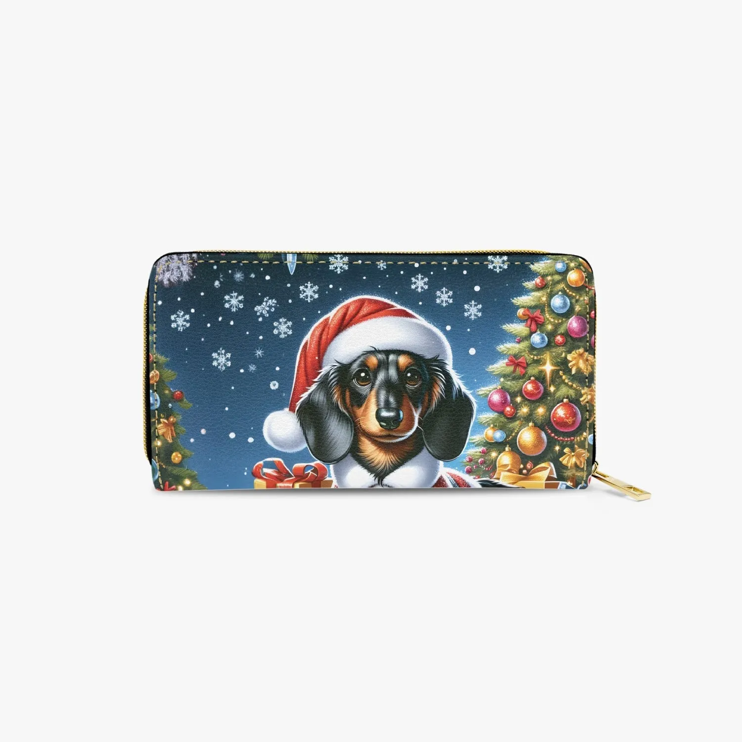 Long Type Zipper Purse, Christmas Dashund. awd-511