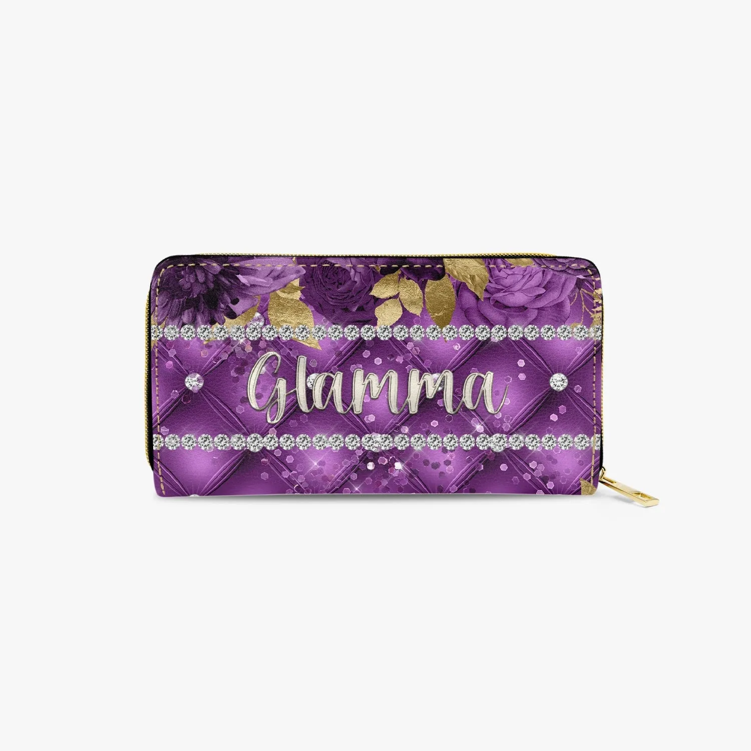 Long Type Zipper Purse - Purple Floral - Glamma