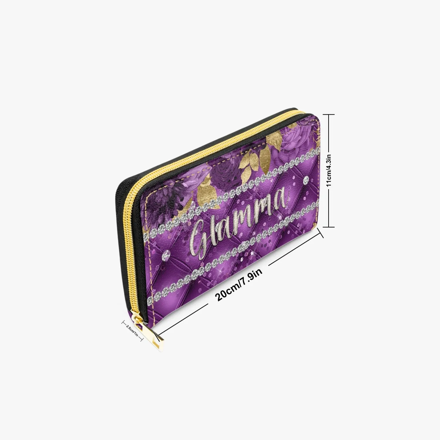 Long Type Zipper Purse - Purple Floral - Glamma