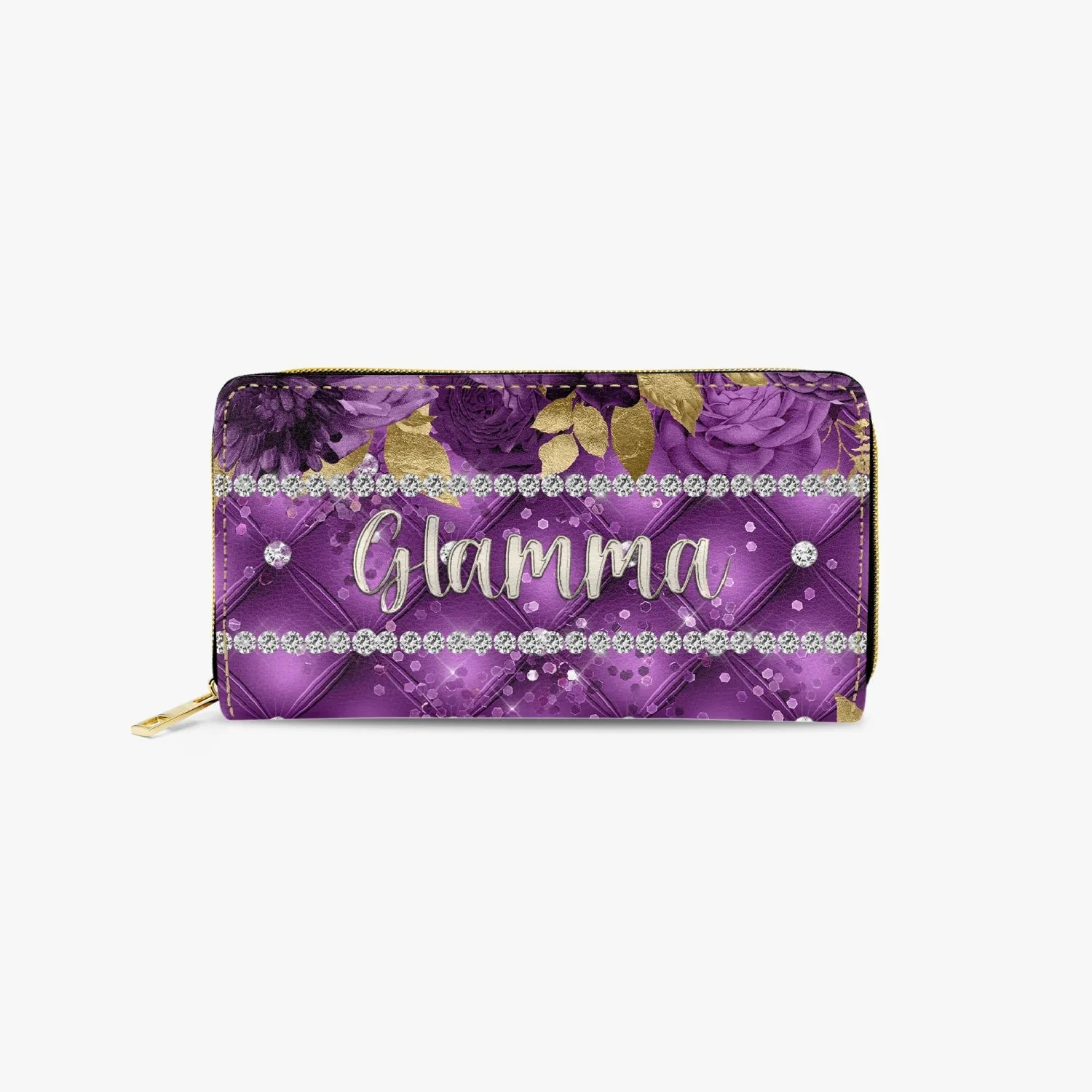 Long Type Zipper Purse - Purple Floral - Glamma