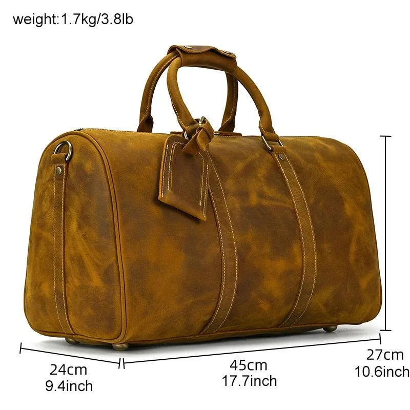 MAHEU Men Genuine Leather Travel Bag Travel Tote Big Weekend Bag Man Cowskin Duffle Bag Hand Luggage Male Handbags Large 60cm