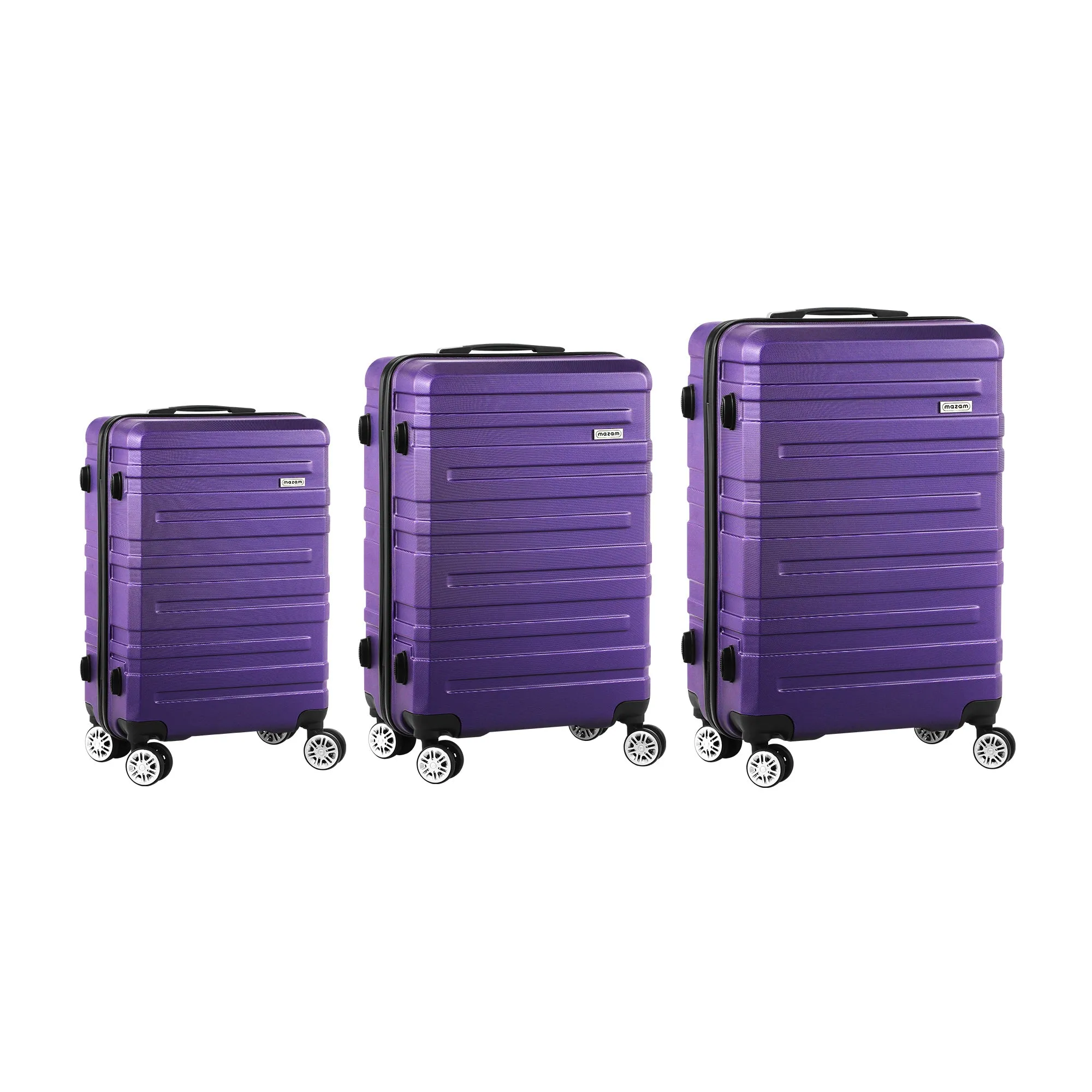 Mazam 3PCS Luggage Suitcase Trolley Set Travel TSA Lock Storage Hard Case Purple