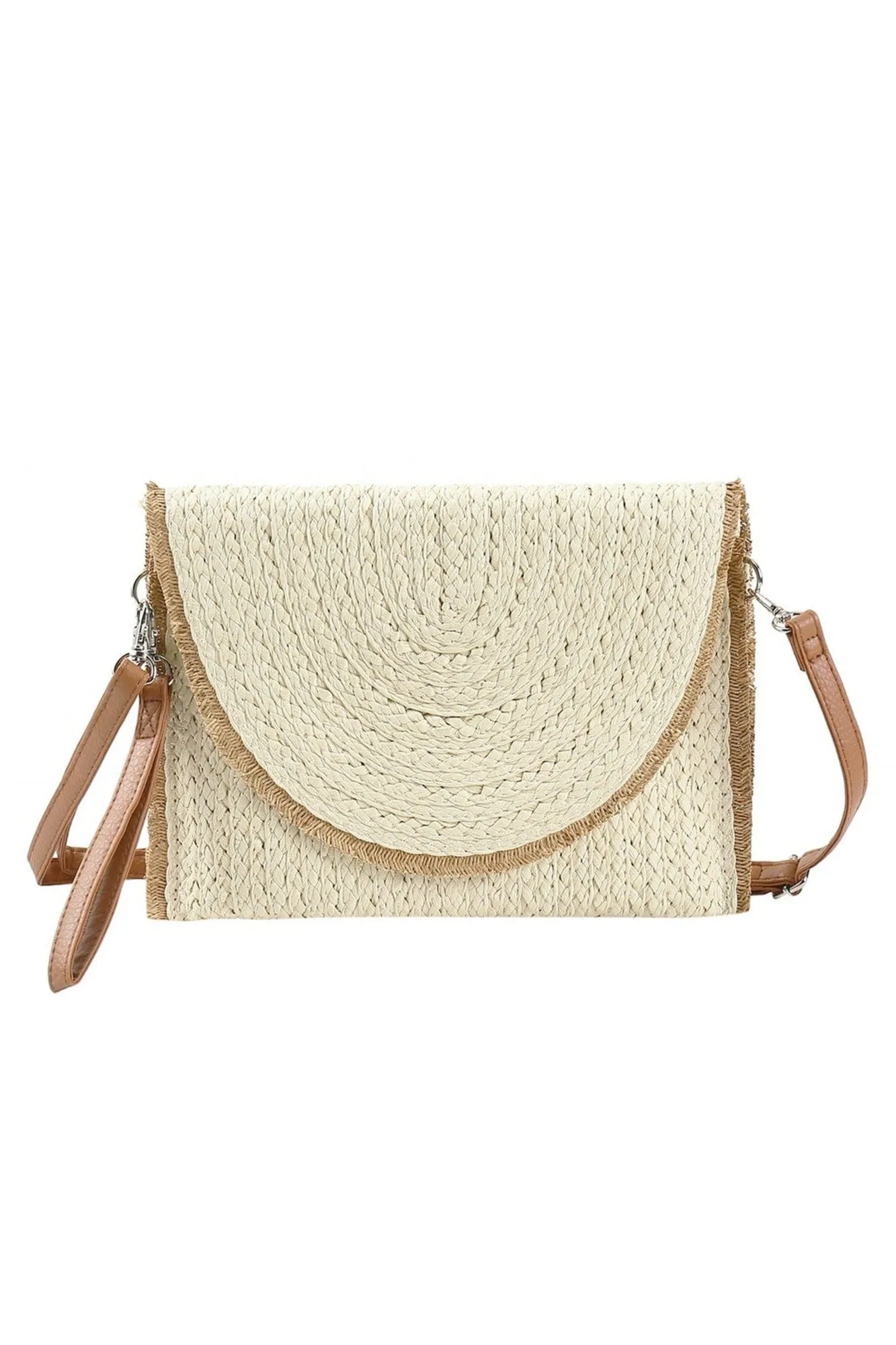 MB0212 Frayed Trim Straw Crossbody/Clutch