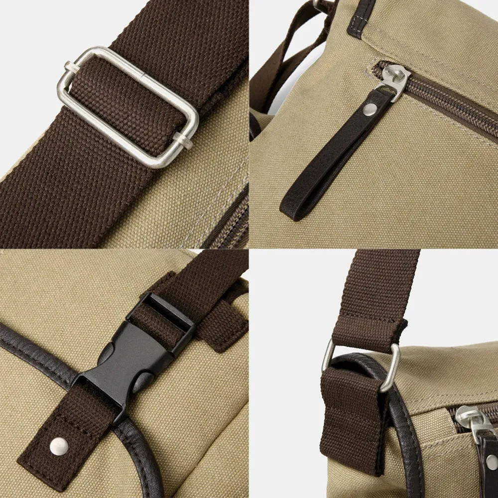 Men Vintage Large Capacity Wear-Resistant Canvas Crossbody Bag Casual Shoulder