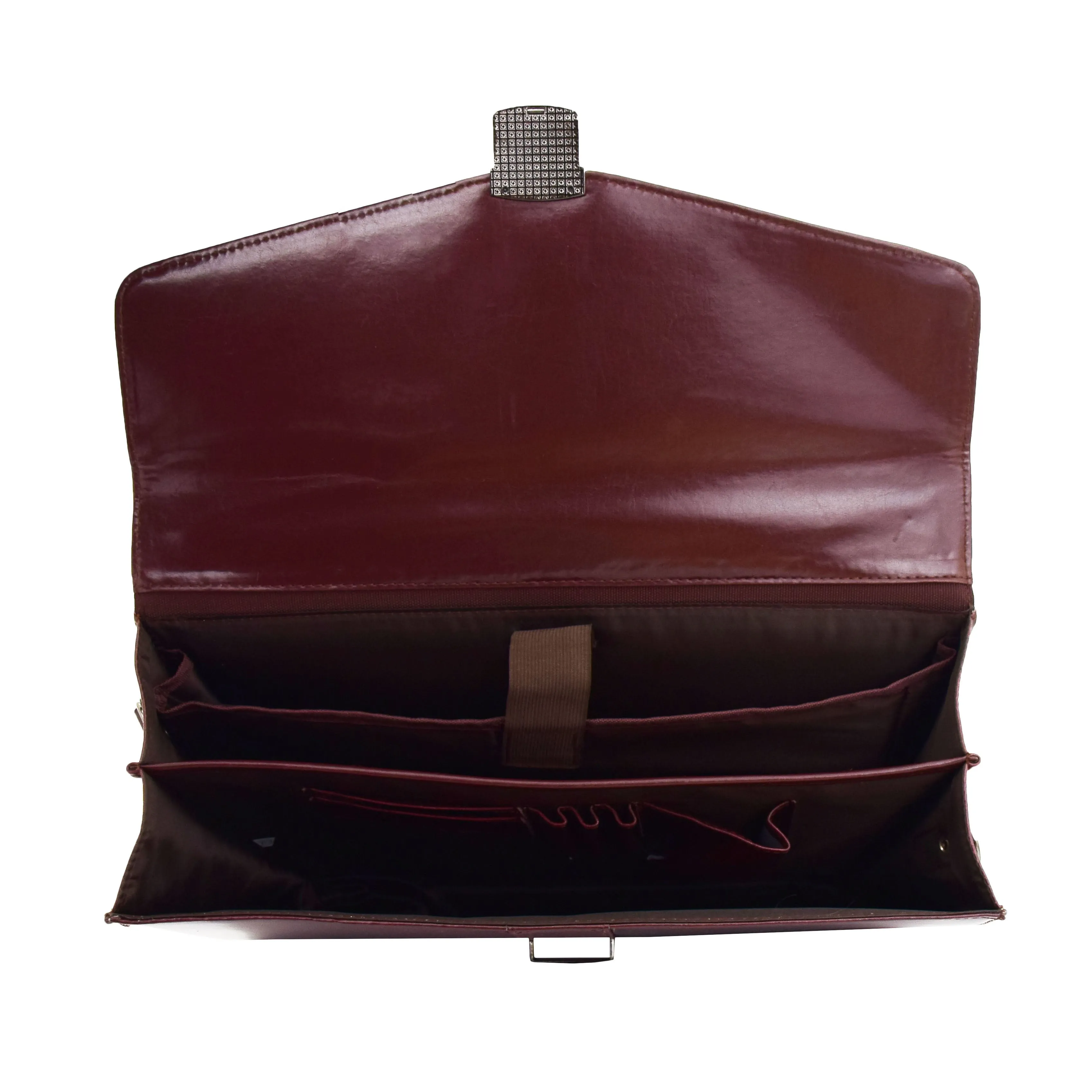 Mens Leather Flap Over Briefcase Dunkirk Brown