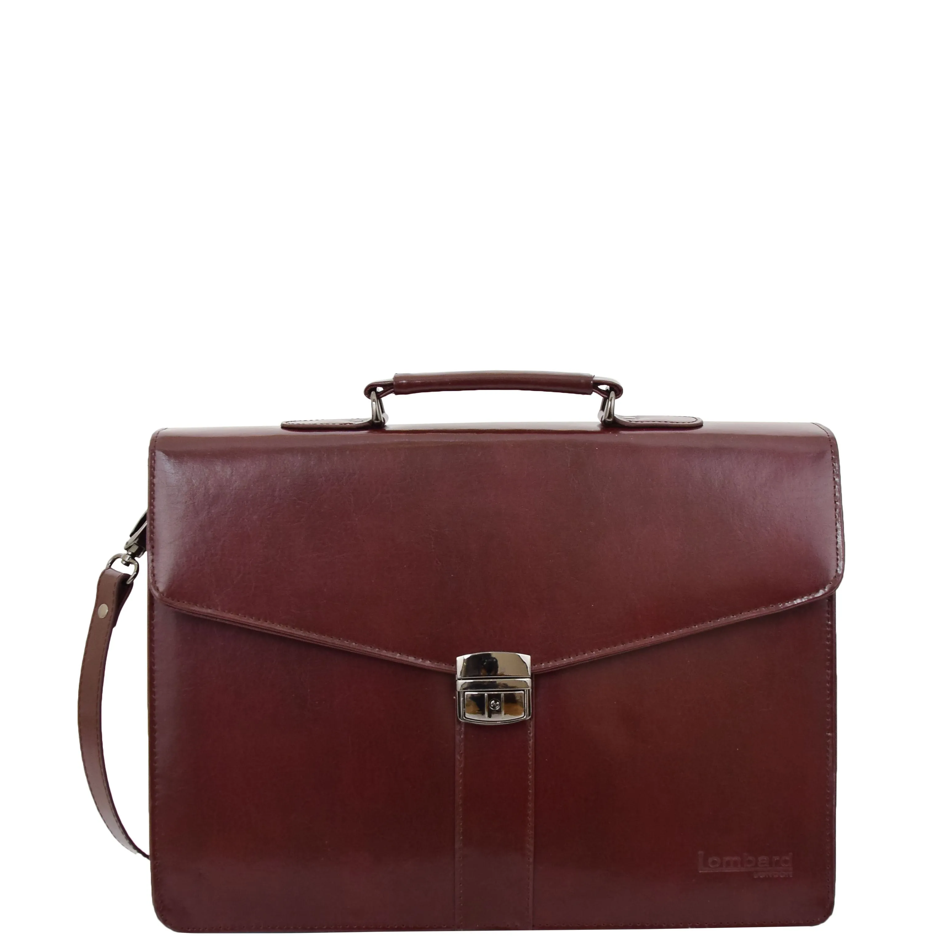 Mens Leather Flap Over Briefcase Dunkirk Brown