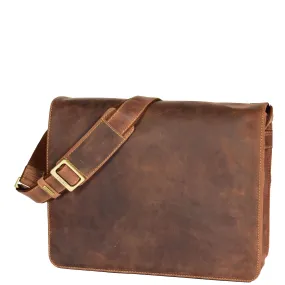 Mens Messenger TAN Vintage Leather Laptop Office Bag A48