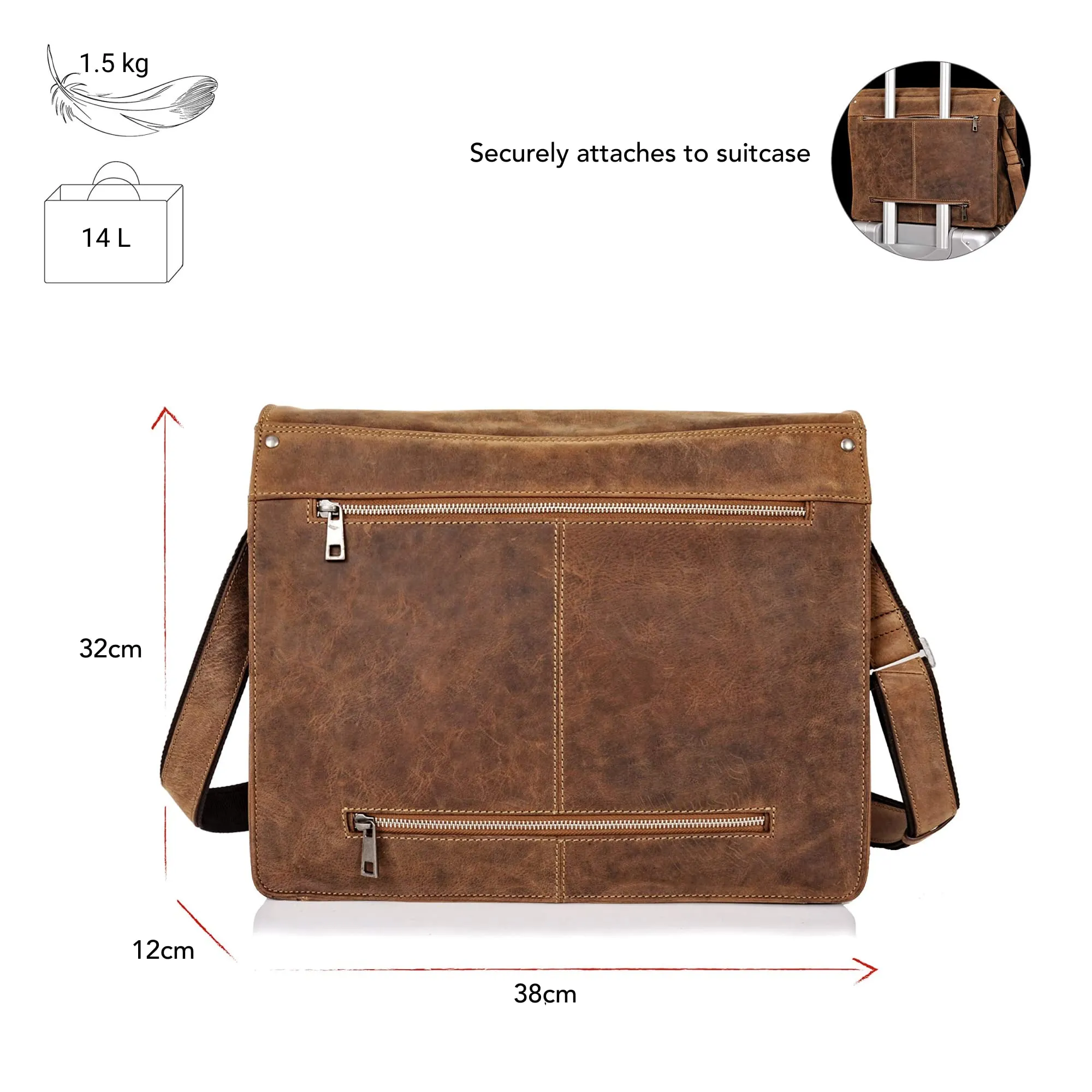 Messenger Bag Barcelona I Handcrafted Leather Laptop Shoulder Bag For Men &