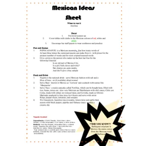 Mexican ideas sheet